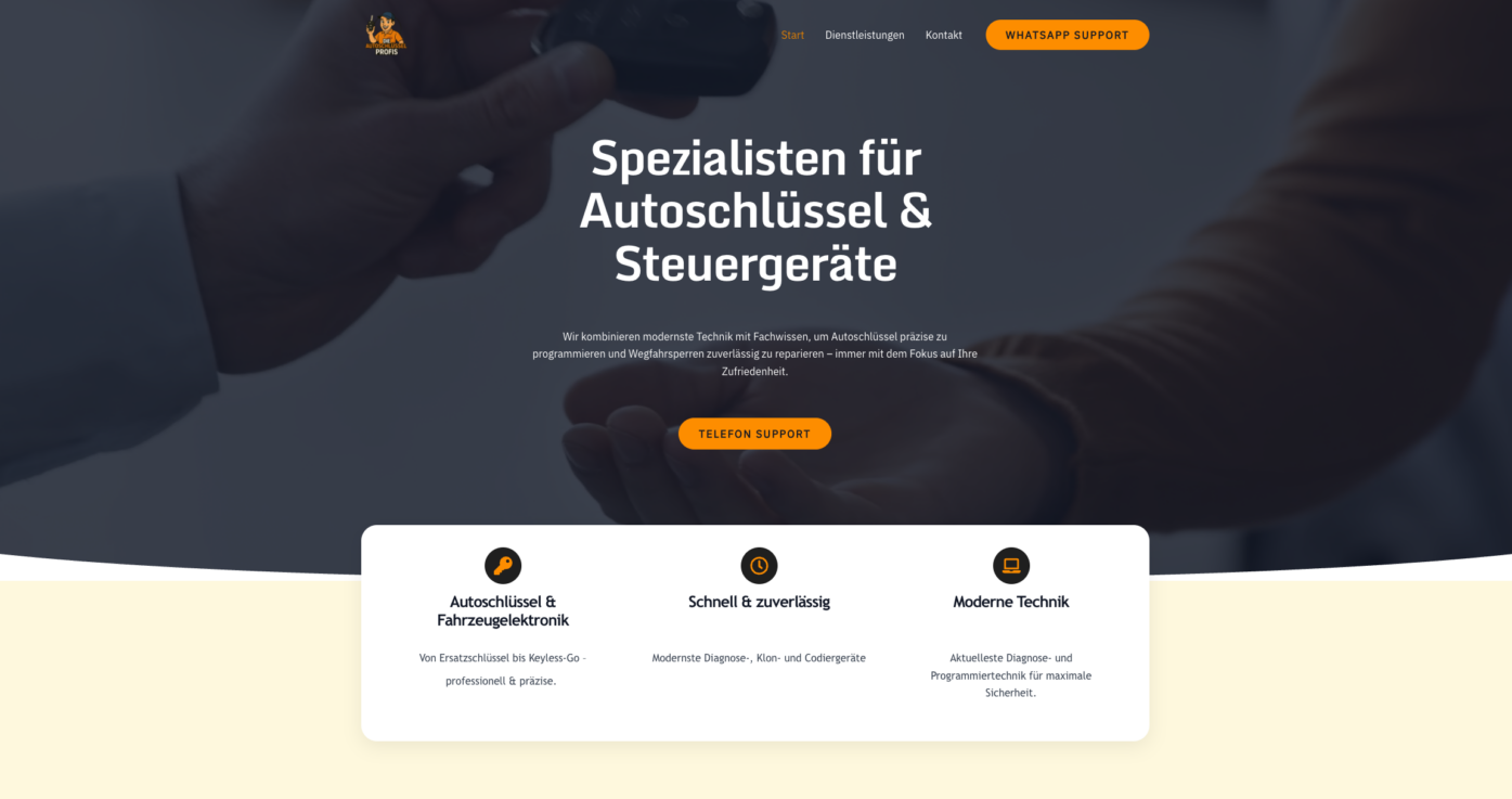Für Die Autoschlüsselprofis haben wir eine moderne, SEO-optimierte Website entwickelt, die technische Expertise klar kommuniziert und gezielt Kundenanfragen generiert.